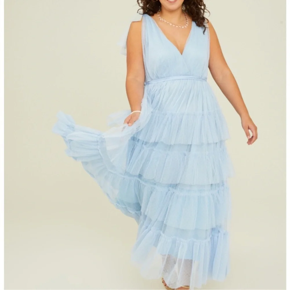 ARULA Light Blue Tiered Wedding Dress - Picture 3 of 3